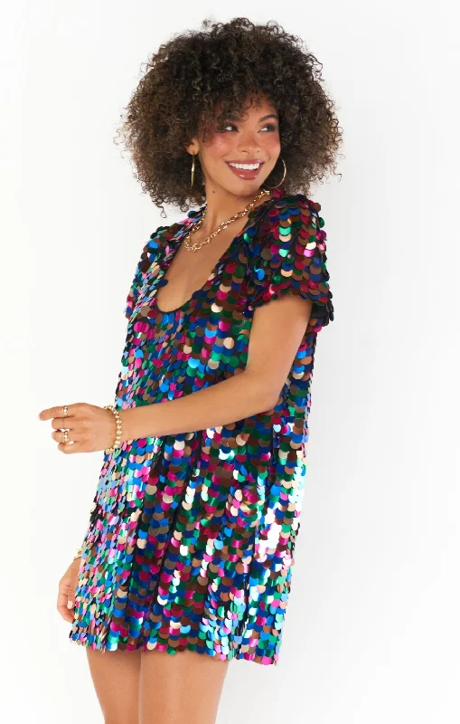 Show Me Your Mumu Emi Mini Dress in Rainbow Sequins