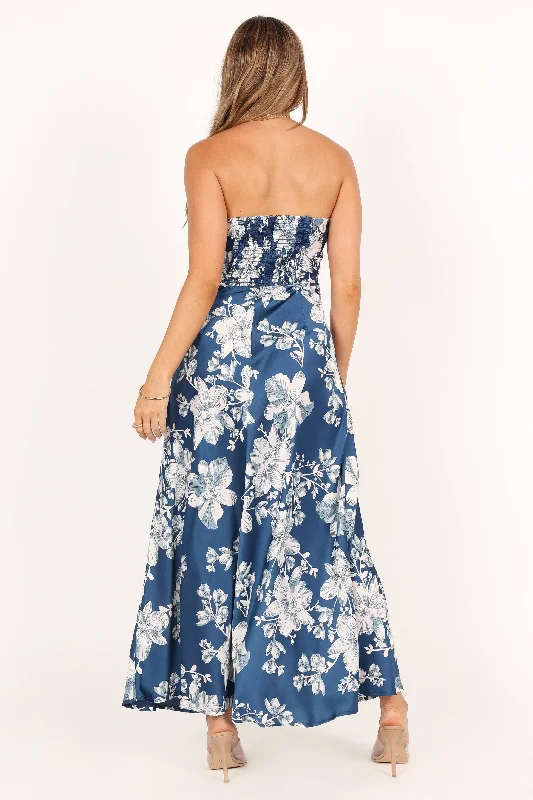 Gemma Strapless Maxi Dress - Blue Floral