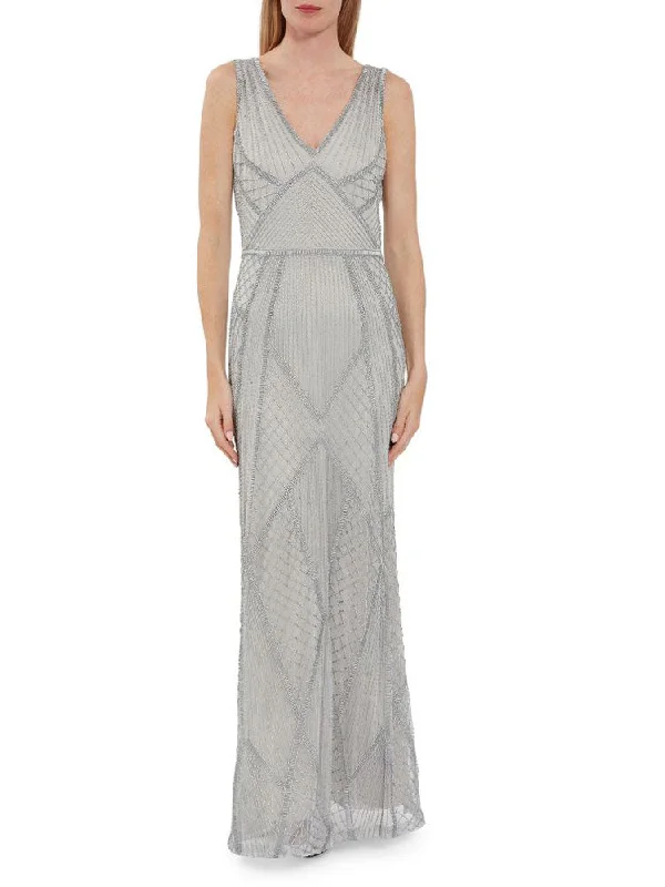 Gina Bacconi Beaded Maxi Dress Grey