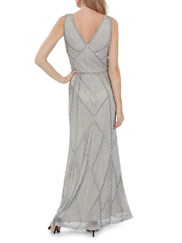 Gina Bacconi Beaded Maxi Dress Grey