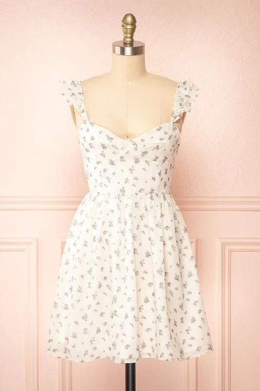 Lavinia | Short Ivory Floral Dress