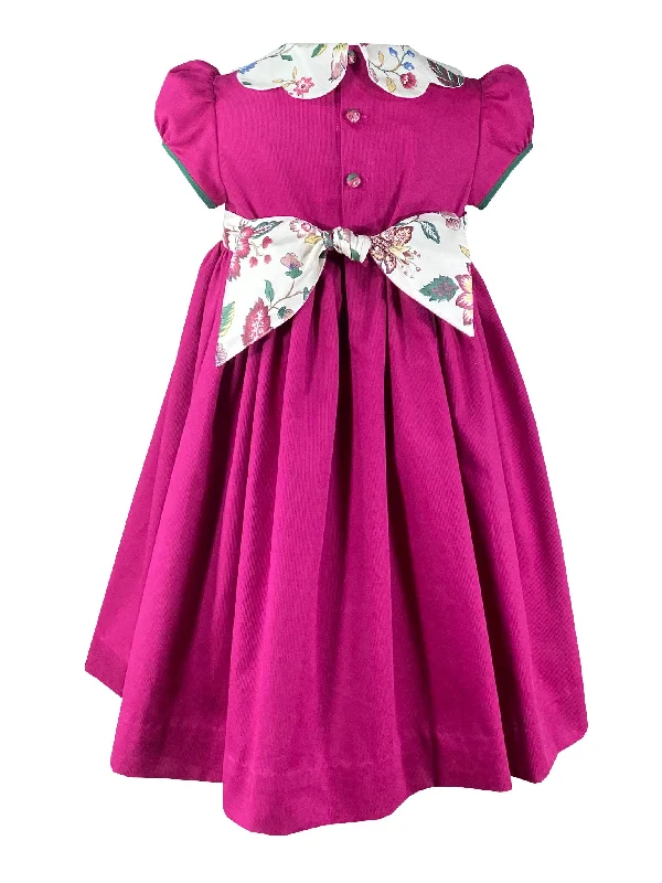 Magenta Petal Collar Smocked Dress