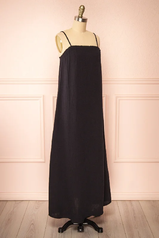 Marinet Black | Long Loose-Fitted Dress