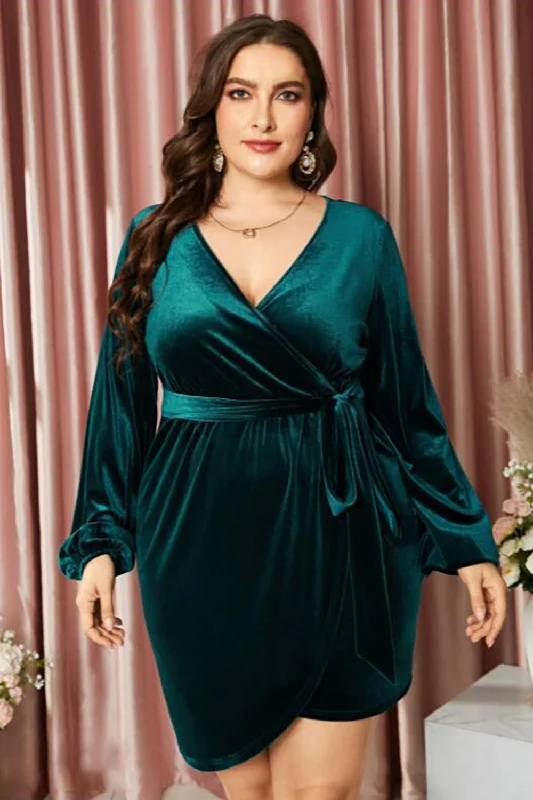 Plus Size Dark Green Velvet Dress