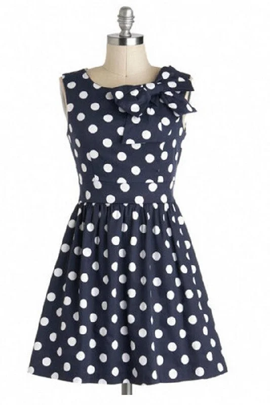 Pretty Cute Handmade Short Vintage Dress With Bow V11