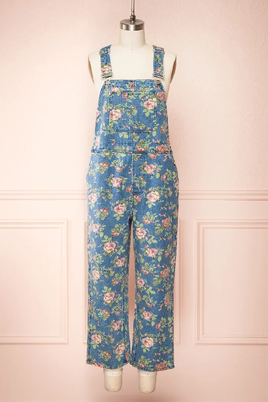 Seba | Rose Pattern Denim Overalls