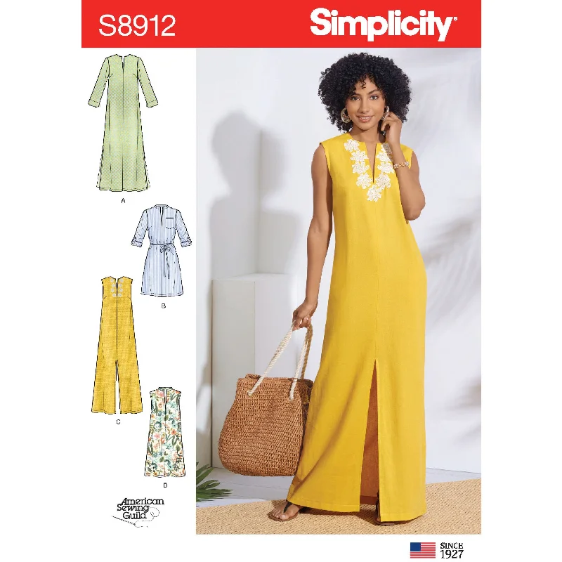 Simplicity Pattern 8912 slip-on maxi or short dresses