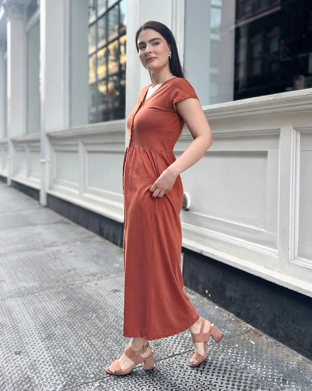 TESSA button dress in Terracotta