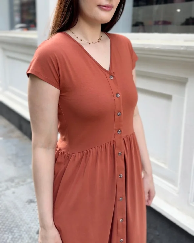 TESSA button dress in Terracotta