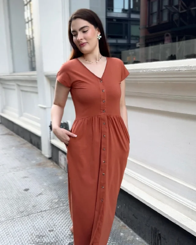 TESSA button dress in Terracotta