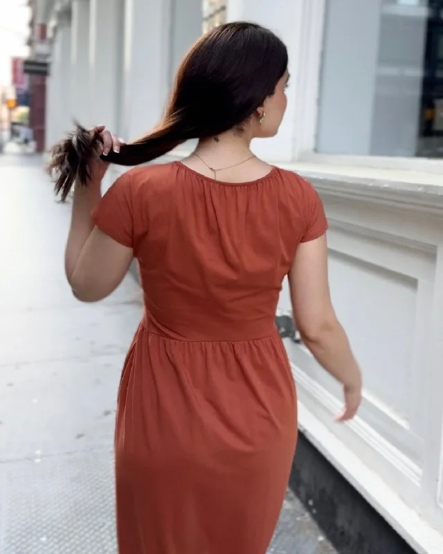 TESSA button dress in Terracotta