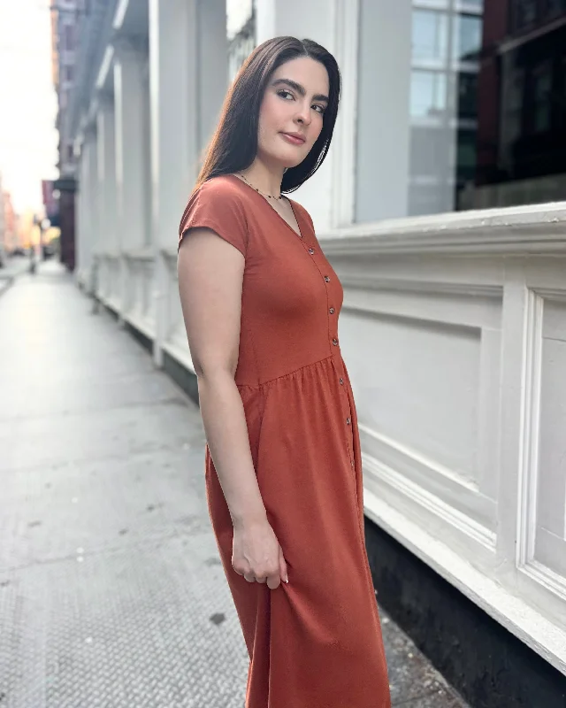 TESSA button dress in Terracotta