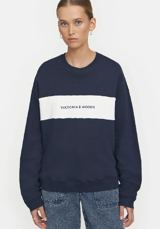 Viktoria & Woods V&W Block Sweater - Navy/Ivory