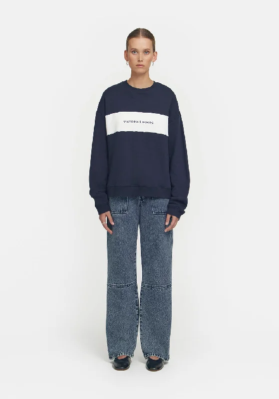 Viktoria & Woods V&W Block Sweater - Navy/Ivory