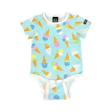 Villervalla Ice Cream Short Sleeve Onesie in Light Aqua