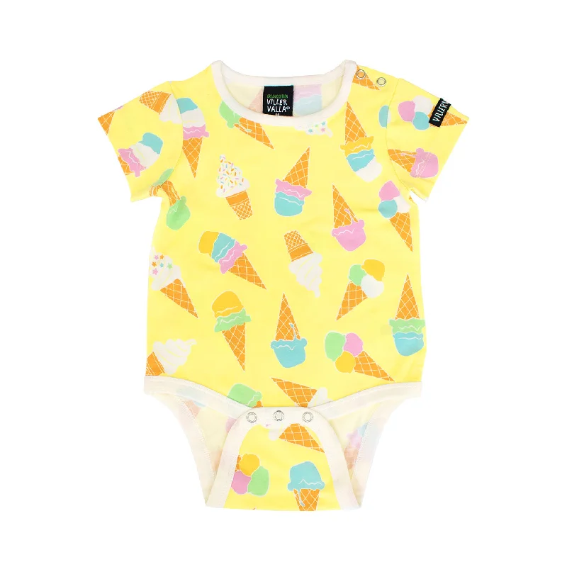 Villervalla Ice Cream Short Sleeve Onesie in Light Maize