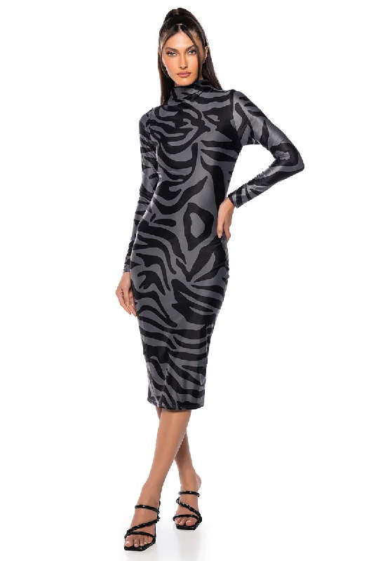 WILD NIGHTS EVERY NIGHT PRINTED MIDI DRESS