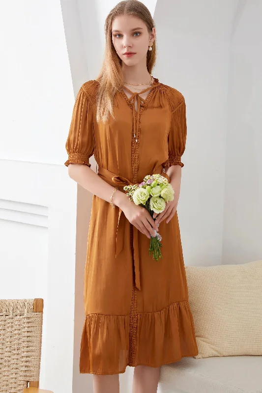 Zoe Midi Dress - Rust