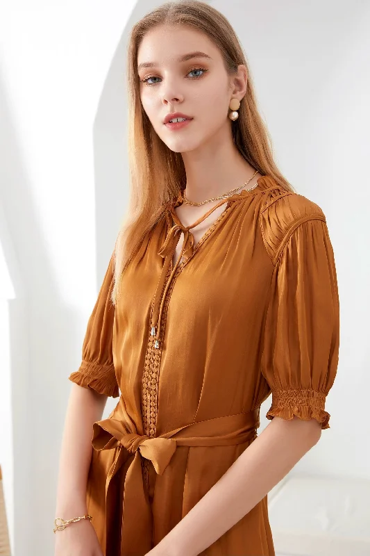 Zoe Midi Dress - Rust