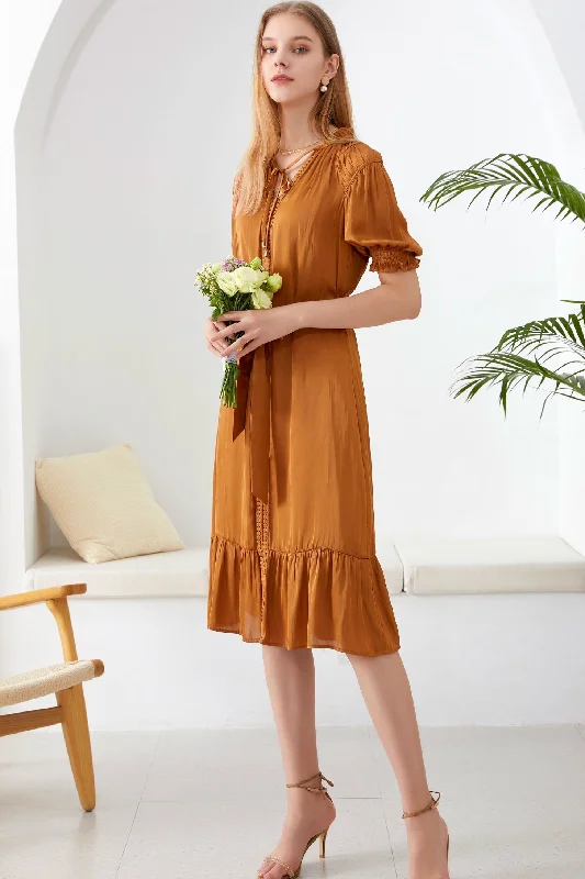 Zoe Midi Dress - Rust