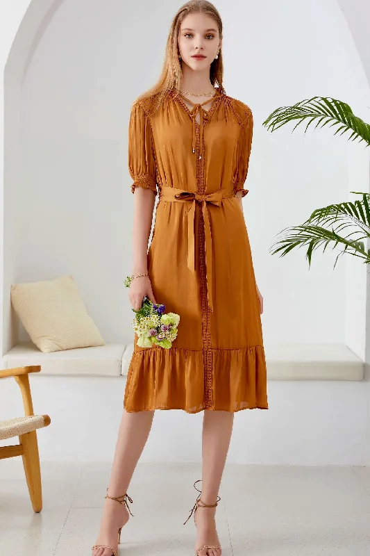 Zoe Midi Dress - Rust