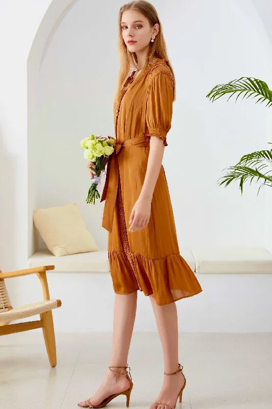 Zoe Midi Dress - Rust