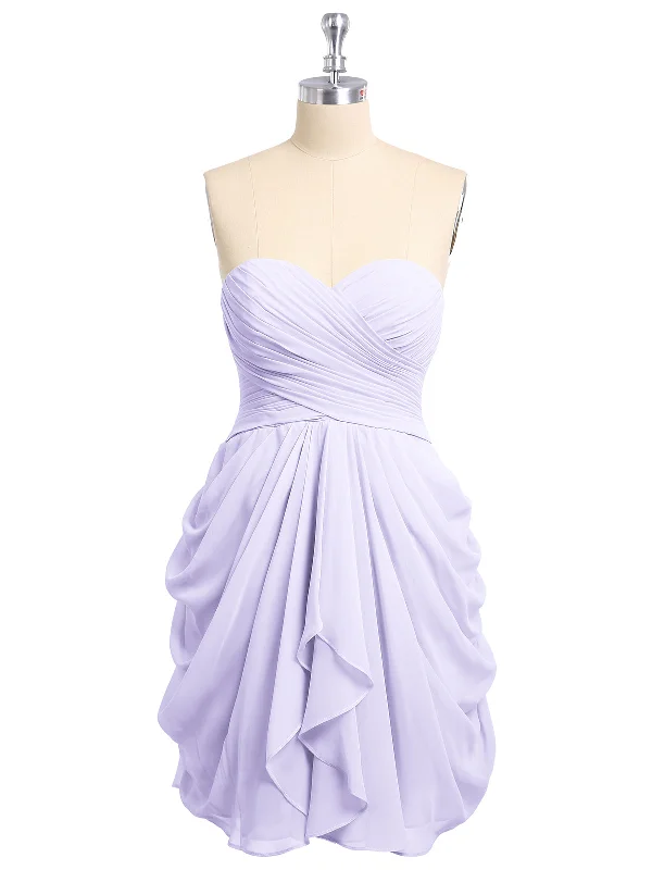 Sweetheart Neck Strapless Short Bridesmaid Dress Lilac