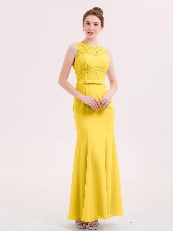 Illusion Neck Mermaid Dress with Open Back-Marigold