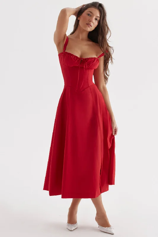 Hire HOUSE OF CB Carmen Red Rose Bustier Sundress