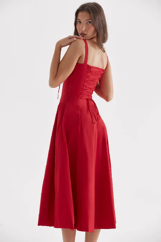 Hire HOUSE OF CB Carmen Red Rose Bustier Sundress