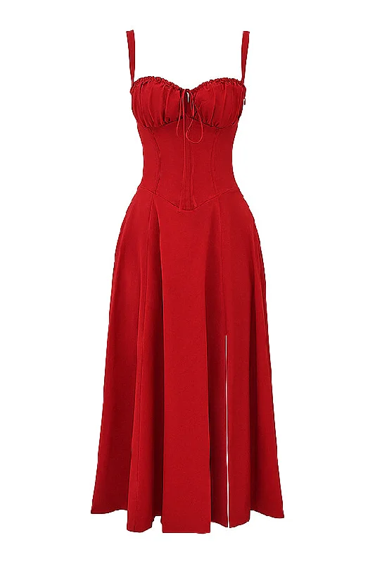 Hire HOUSE OF CB Carmen Red Rose Bustier Sundress