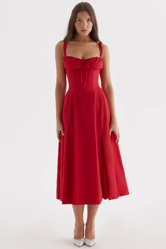 Hire HOUSE OF CB Carmen Red Rose Bustier Sundress