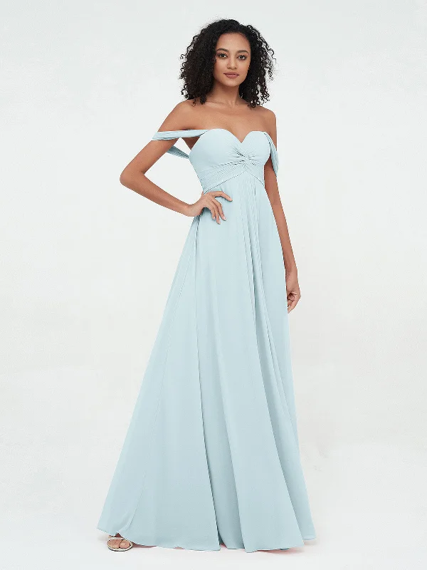 Off Shoulder Empire Dresses with Sweetheart Neck Mist