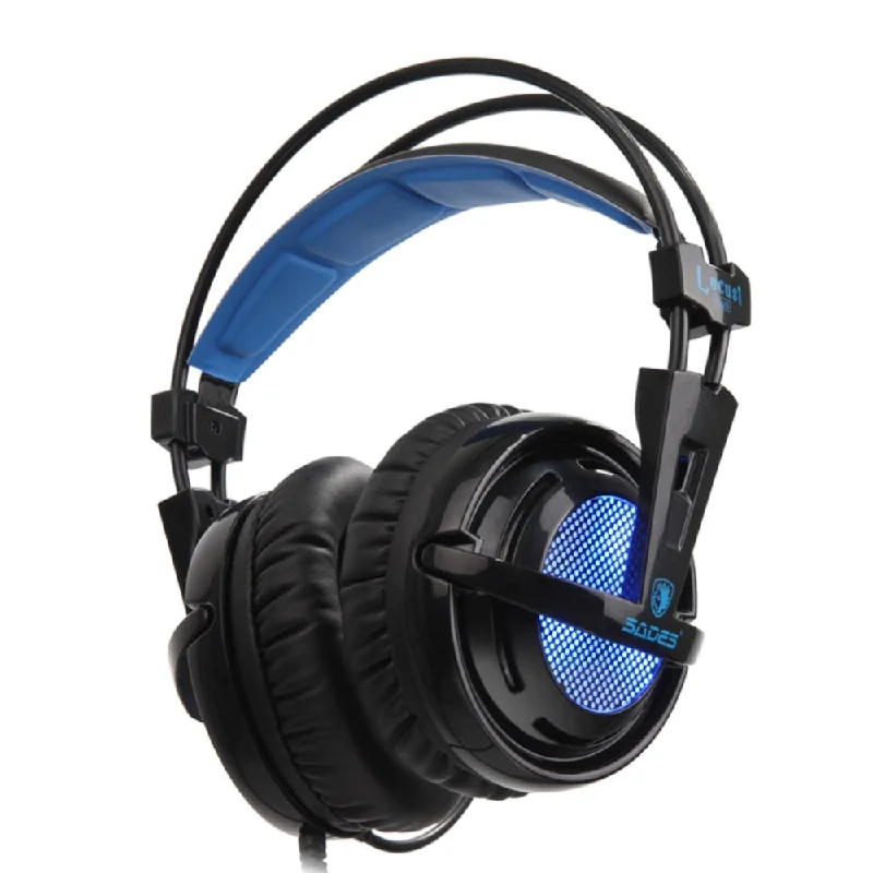 SADES Locust Plus 7.1 Surround Sound Headphones USB Gaming Headset Soft-leather Headband