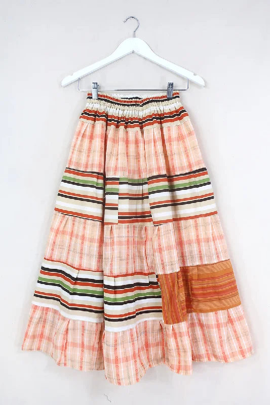 Adelaide Patchwork Maxi Skirt in Clashing Solero Orange