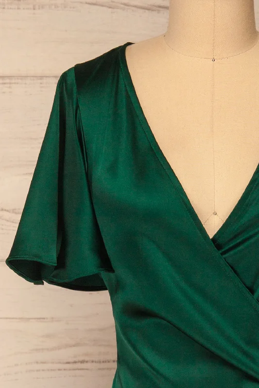 Fasano Green | Short Silky Wrap Dress