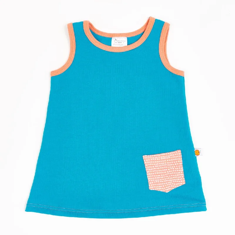 Sleeveless dress ""Sweat Light Petrol/Dotted Lines Coral""